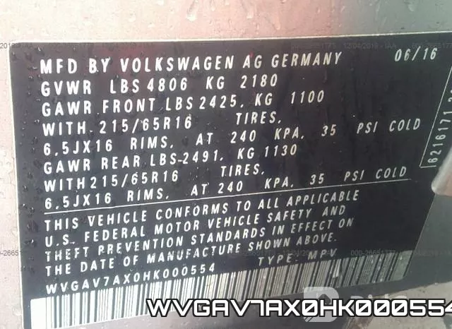 WVGAV7AX0HK000554 фото 8