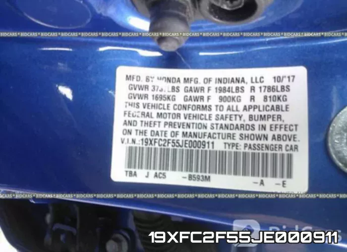 19XFC2F55JE000911 фото 10