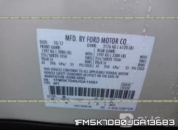 1FM5K7D80JGA13683 фото 10