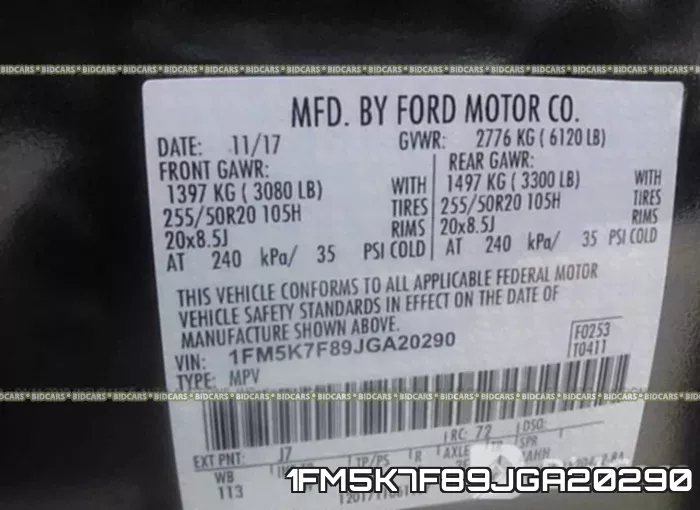 1FM5K7F89JGA20290 фото 10