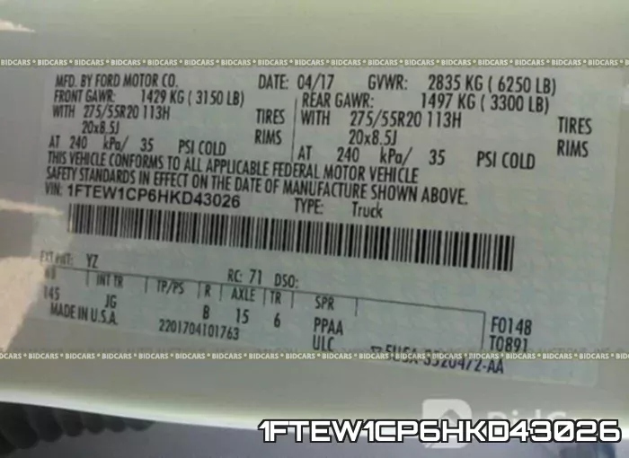 1FTEW1CP6HKD43026 фото 10