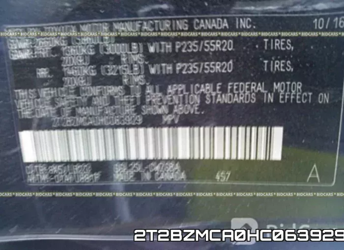 2T2BZMCA0HC063929 фото 10