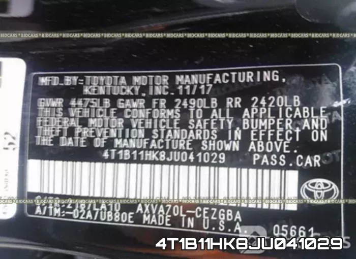 4T1B11HK8JU041029 фото 10