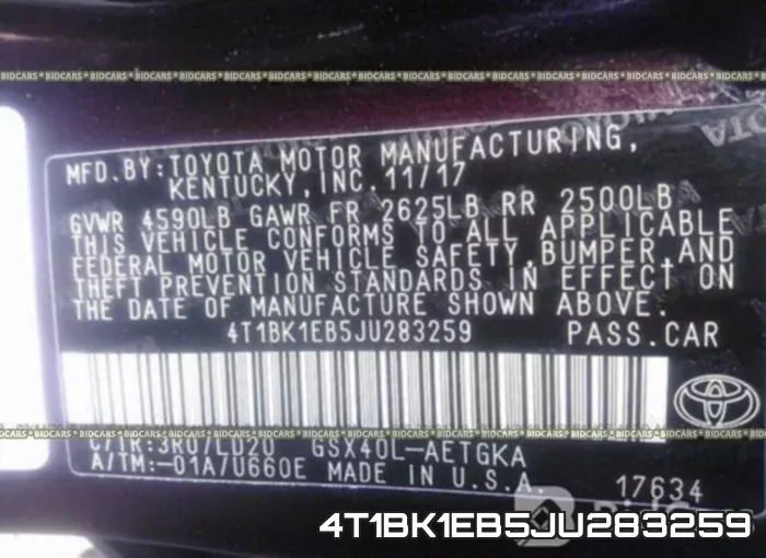 4T1BK1EB5JU283259 фото 10