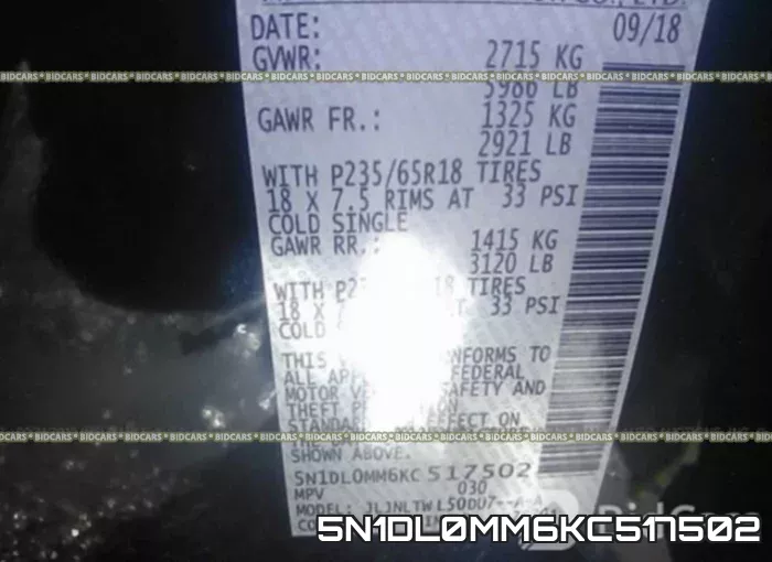 5N1DL0MM6KC517502 фото 10