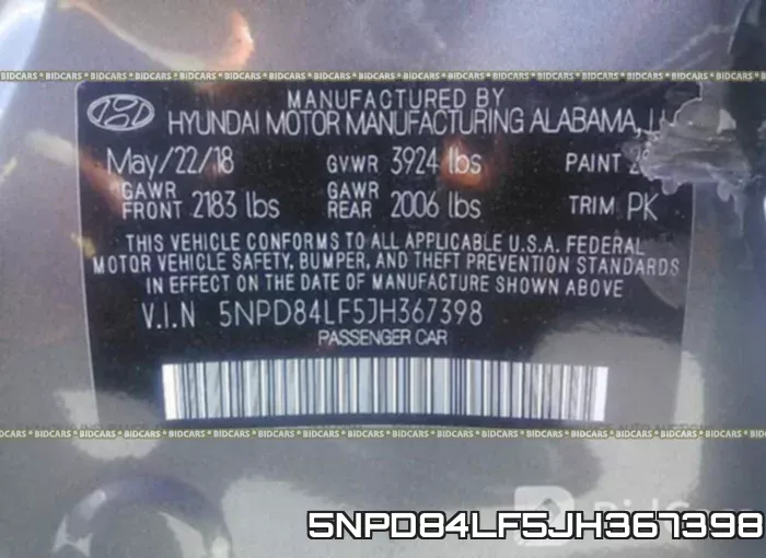 5NPD84LF5JH367398 фото 10