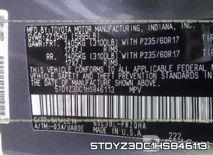5TDYZ3DC1HS846113 фото 10