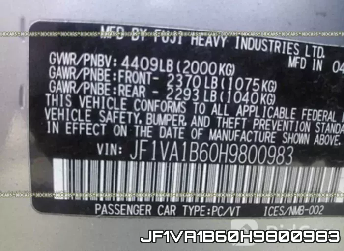 JF1VA1B60H9800983 фото 10