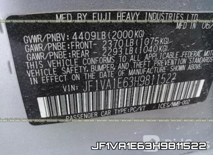 JF1VA1E63H9811522 фото 10
