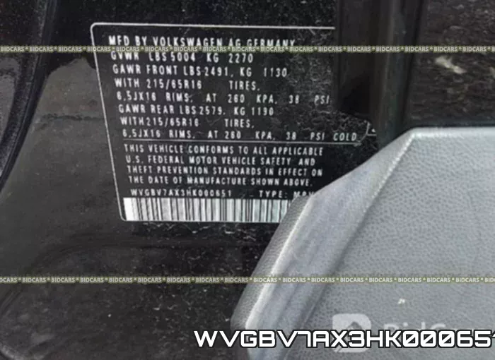 WVGBV7AX3HK000651 фото 10