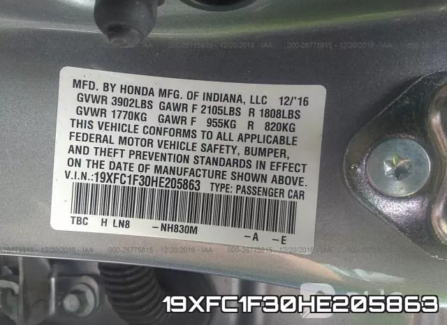 19XFC1F30HE205863 фото 7