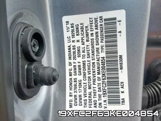 19XFC2F63KE004854 фото 2