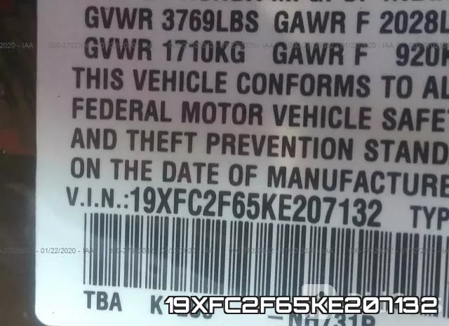 19XFC2F65KE207132 фото 9