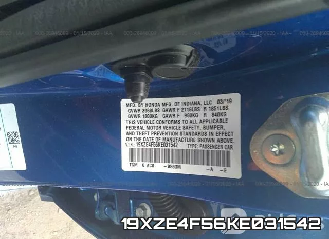 19XZE4F56KE031542 фото 10