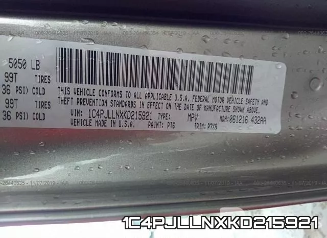 1C4PJLLNXKD215921 фото 8