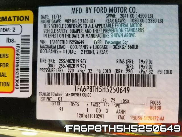 1FA6P8TH5H5250649 фото 2