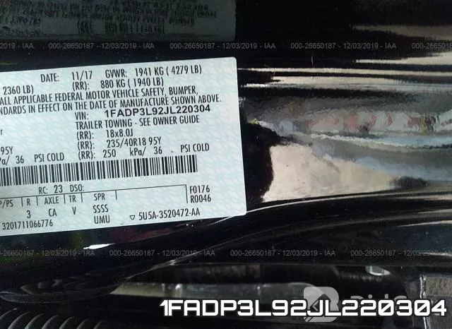 1FADP3L92JL220304 фото 6