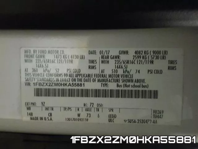 1FBZX2ZM0HKA55881 фото 2