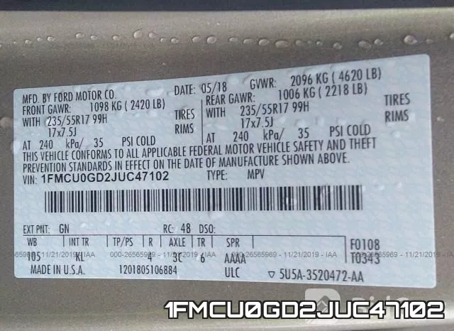 1FMCU0GD2JUC47102 фото 10