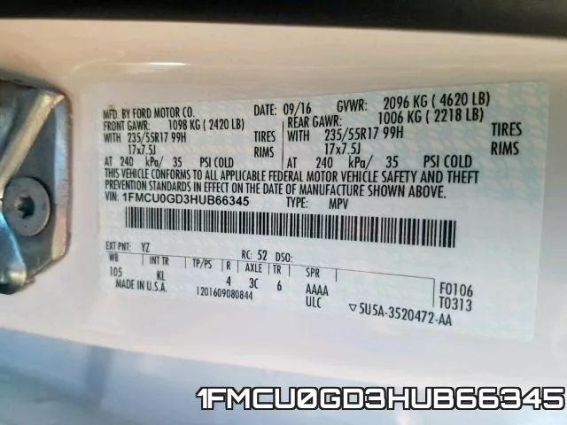 1FMCU0GD3HUB66345 фото 2
