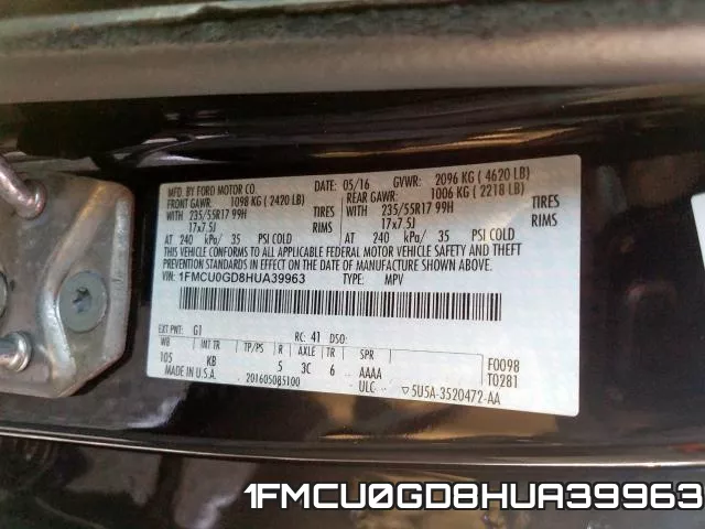 1FMCU0GD8HUA39963 фото 2