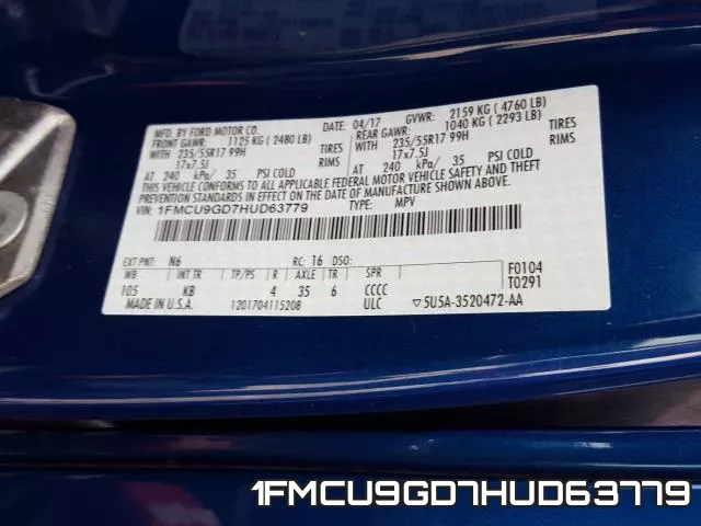 1FMCU9GD7HUD63779 фото 2