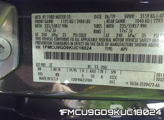1FMCU9GD9KUC18024 фото 7