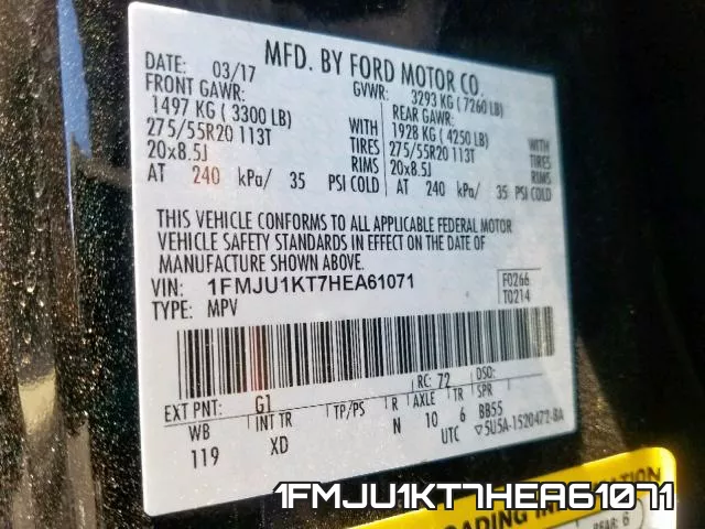 1FMJU1KT7HEA61071 фото 2
