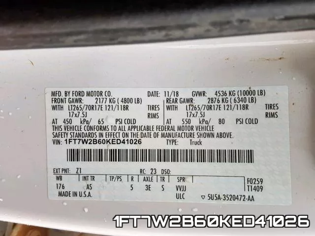 1FT7W2B60KED41026 фото 2