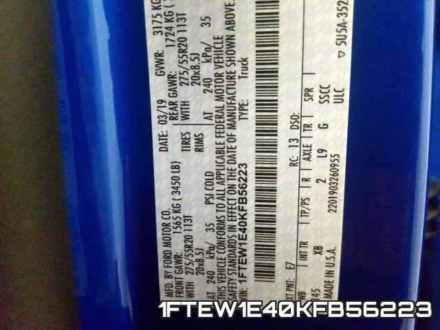 1FTEW1E40KFB56223 фото 2