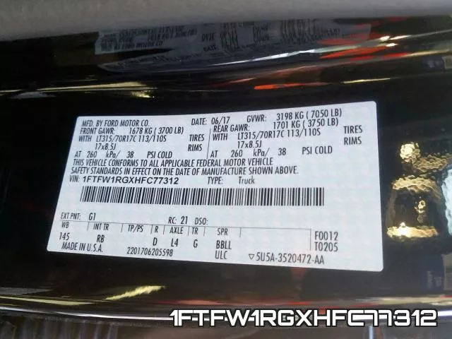 1FTFW1RGXHFC77312 фото 2