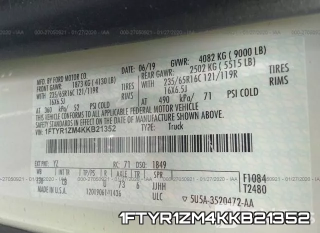 1FTYR1ZM4KKB21352 фото 8