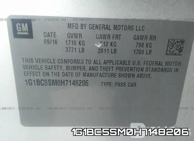 1G1BC5SM0H7148206 фото 9