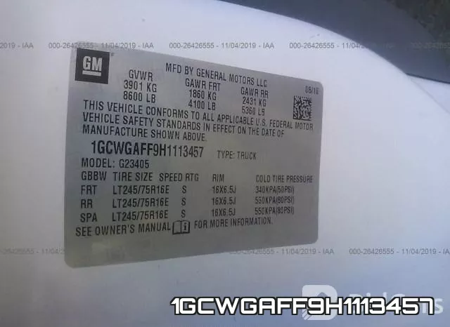 1GCWGAFF9H1113457 фото 10
