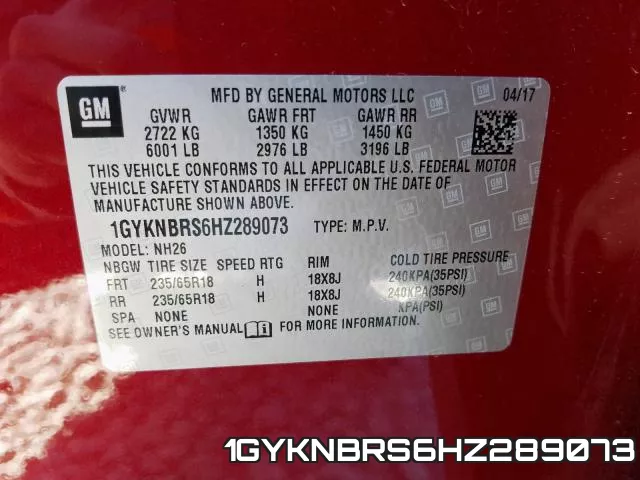 1GYKNBRS6HZ289073 фото 2