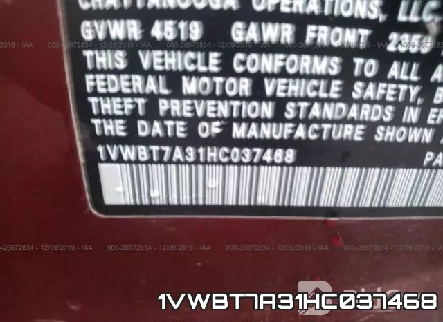 1VWBT7A31HC037468 фото 7