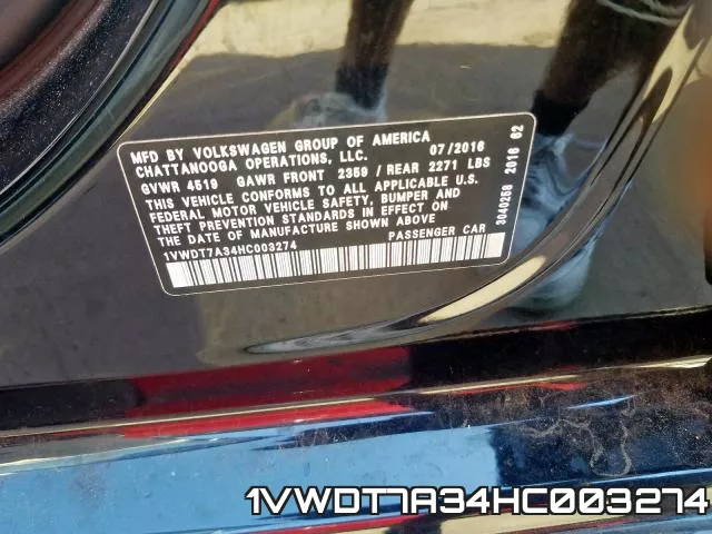 1VWDT7A34HC003274 фото 2