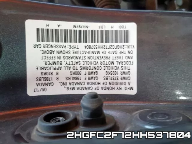 2HGFC2F72HH537804 фото 2