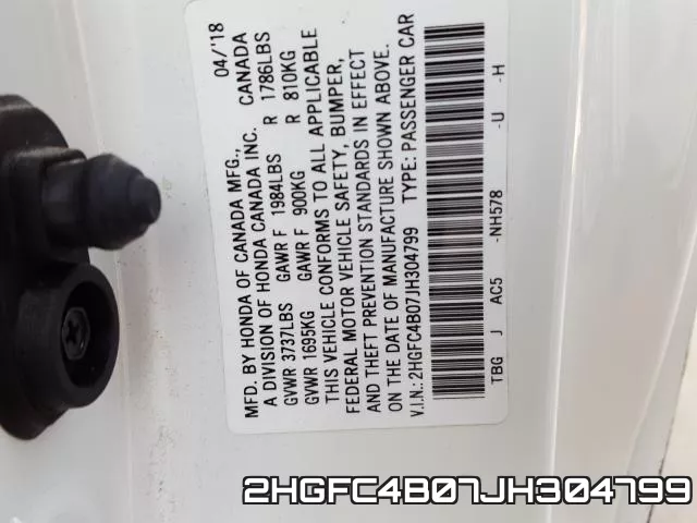 2HGFC4B07JH304799 фото 2
