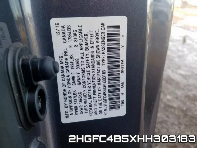 2HGFC4B5XHH303183 фото 2
