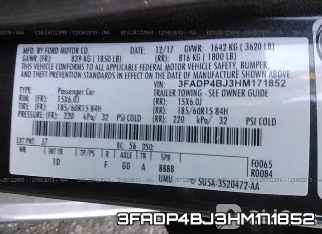 3FADP4BJ3HM171852 фото 5
