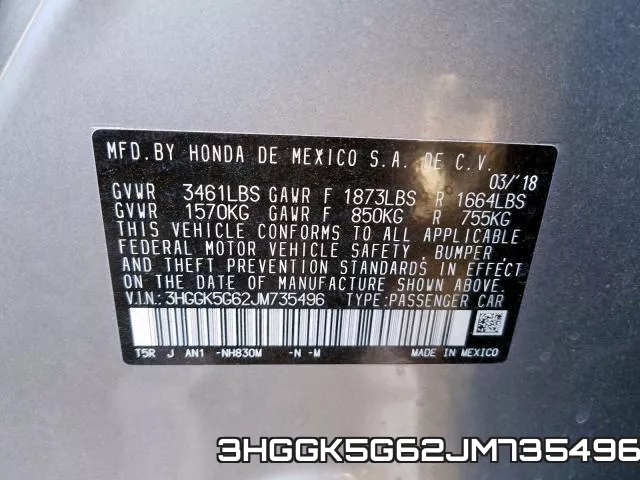 3HGGK5G62JM735496 фото 2