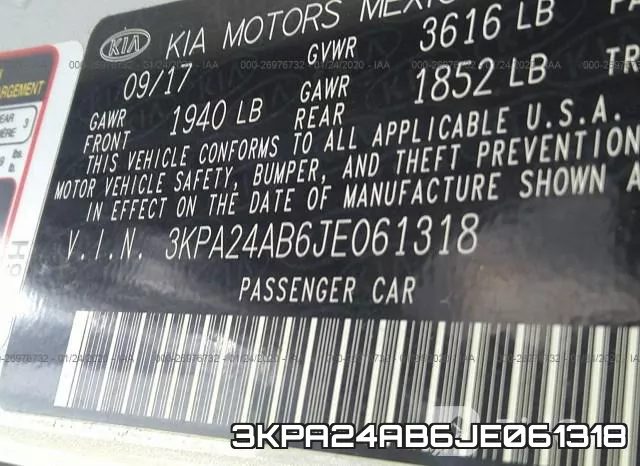 3KPA24AB6JE061318 фото 9