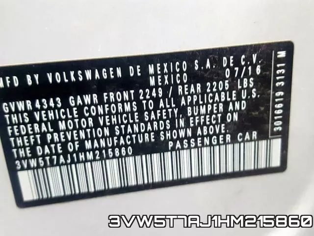 3VW5T7AJ1HM215860 фото 2