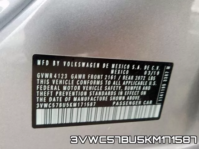 3VWC57BU5KM171587 фото 2