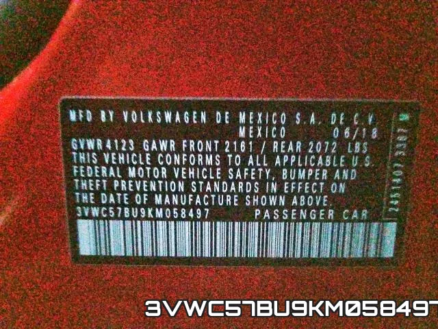 3VWC57BU9KM058497 фото 2