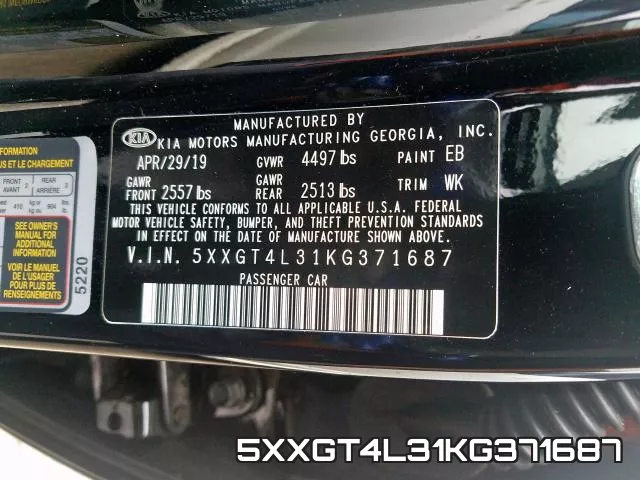 5XXGT4L31KG371687 фото 2