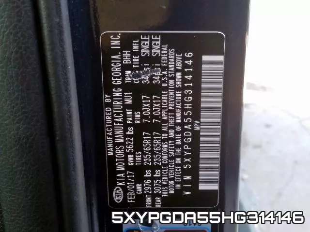 5XYPGDA55HG314146 фото 2