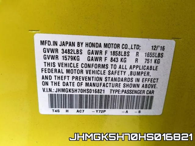 JHMGK5H70HS016821 фото 2