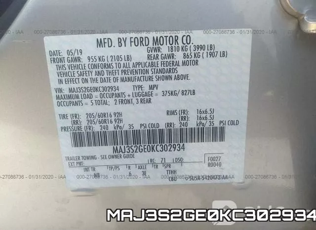 MAJ3S2GE0KC302934 фото 4